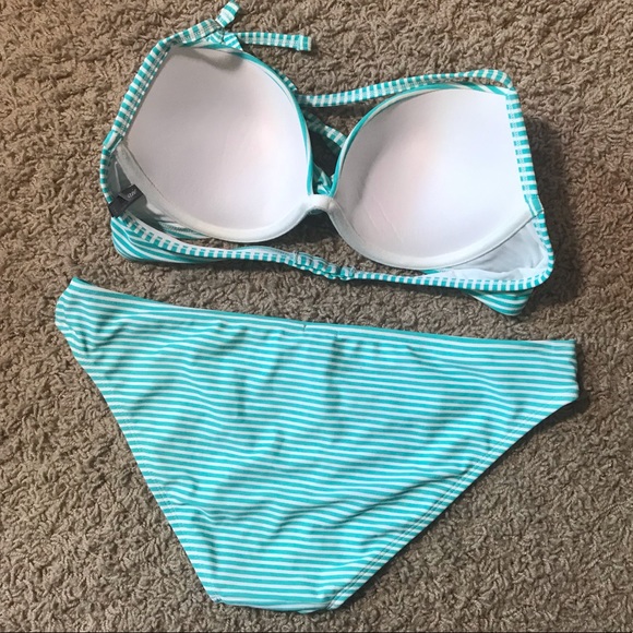 Aerie Stripe Swimsuit 34C Top & Medium Bottoms - Picture 3 of 4